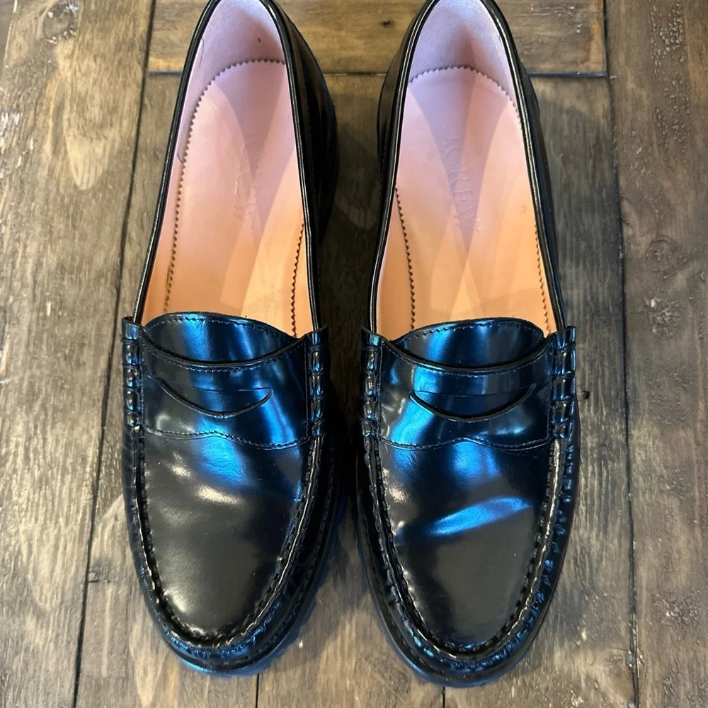 J Crew Winona lug-sole penny loafers in spazzolato leather 8.5 Bt893 - Picture 5 of 10